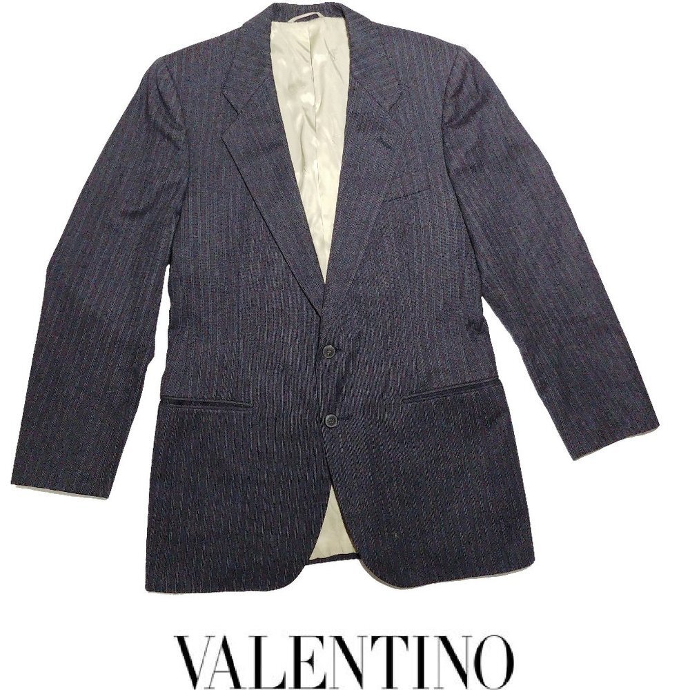 Valentino Vintage Navy Striped Blazer Sz 38